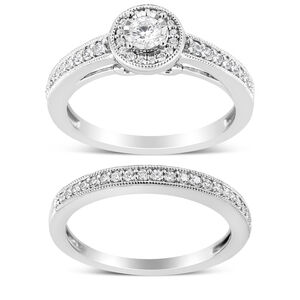 .925 Sterling Silver 1/2 Ctw Diamond Halo